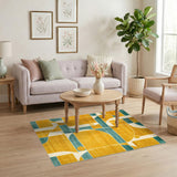 Blue Teal Geometric Area Rug