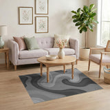 Grey Grey Swirl Abstract Area Rug