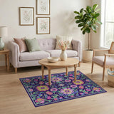 Vibrant Purple Floral Area Rug