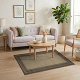 Beige Seagrass Rug with Black White Dot Border