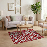 Southwestern Bold Red Southwestern Geometric Area Rug
