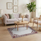 Ornate Red Floral Vine Border Rug