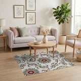Red Sunburst Floral Vine Area Rug