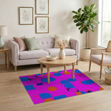 Vibrant Pink Geometric Denim Patchwork Rug