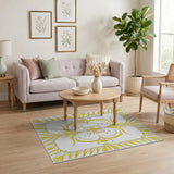 Golden Art Nouveau Floral Area Rug