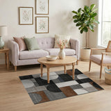 Modern Geometric Abstract Area Rug in Grey