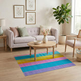 Geometric Modern Multi-color and Patterns Vibrant Vertical Stripe Multi-Color Area Rug