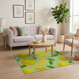 Zesty Lemon Slices and Leaves Area Rug