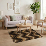 Layered Brown Tan Chevron Geometric Rug
