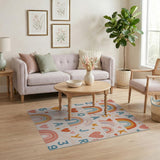 Rainbow Letters and Numbers Kids Area Rug
