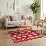 Red Bold Red Heritage Tribal Area Rug