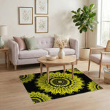Yellow Sunflower Mandala Area Rug