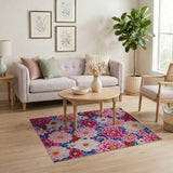 Multi-color and Patterns Vibrant Pink Dahlia Floral Area Rug