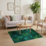 Emerald Green Abstract Leaf Area Rug