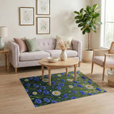 Cornflower Blue Daisy Floral Area Rug