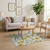 Yellow Sunflower Daisy Floral Pattern Rug