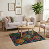 Traditional Persian Multi-color and Patterns Vibrant Mandala Multi-Color Area Rug