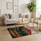 Sunlit Red Mountain Pine Forest Wildlife Rug
