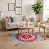 Vibrant Red Mandala Floral Area Rug