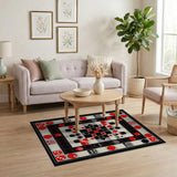 Retro Pixel Geometric Red Area Rug
