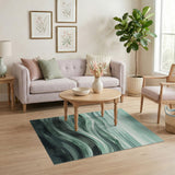 Blue and Teal Teal Ocean Waves Watercolor Area Rug
