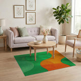 Wavy Orange Green Abstract Area Rug
