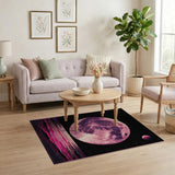 Pixel Pink Moon Cosmic Horizon Area Rug