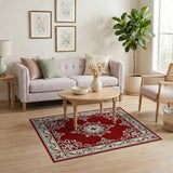 Traditional Persian Ornate Red Persian Area Rug with Floral Medallion