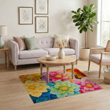 Vibrant Multi-Color Floral Blooms Area Rug