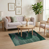 Emerald Grey Wave Abstract Area Rug