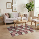 Modern Pink Geometric Grid Area Rug