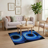 Modern Blue Concentric Circles Area Rug