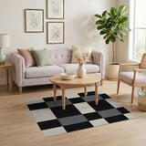 Black White Checkered Plaid Area Rug