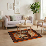 Fierce Orange Tiger Chinese Area Rug