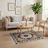 Navy Orange Mandala Persian Area Rug