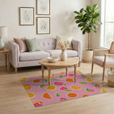 Pink Pixel Fruit Medley Area Rug