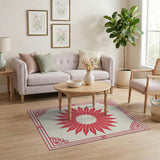 Red Sunburst Medallion Area Rug