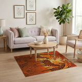 Zebra Family in Autumn Savanna Rug