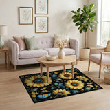 Golden Sunflowers Butterflies Area Rug