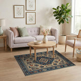 Heritage Tribal Navy Blue Geometric Tribal Area Rug