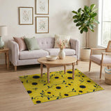 Vibrant Sunflower Yellow Floral Vintage Area Rug