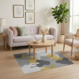 Abstract Grey Yellow Cloud Area Rug