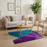 Plush Teal Purple Shag Area Rug