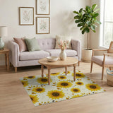 Floral Vintage Yellow Vibrant Yellow Sunflower Floral Area Rug