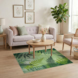 Green Lush Green Fern Silhouette Area Rug