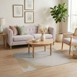 Beige and Neutral Beige Organic Wave Abstract Area Rug