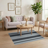 Black and White Bold Black Gray Vertical Stripe Area Rug
