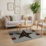 Southwestern Black Star Rug with Gold Accents Red Corners
