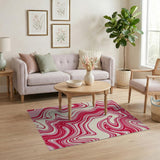 Wavy Pink Swirl Abstract Area Rug