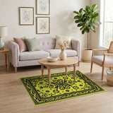 Yellow Ornate Yellow Persian Medallion Rug